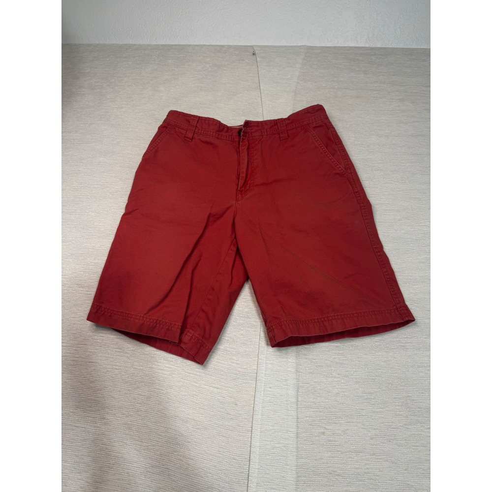 IZOD Mens Red Saltwater Washed Chino Shorts Flat Front Size 32